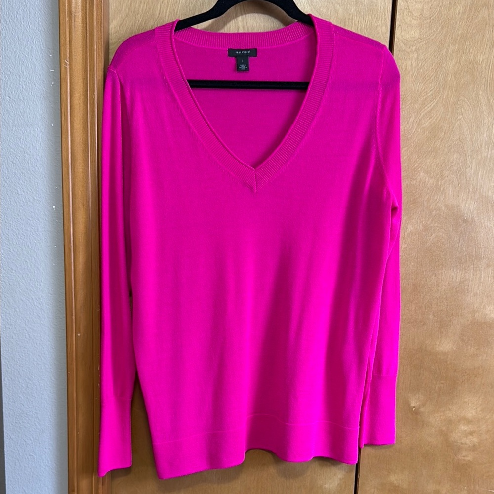 Halogen Pink Tunic Style V-Neck Sweater